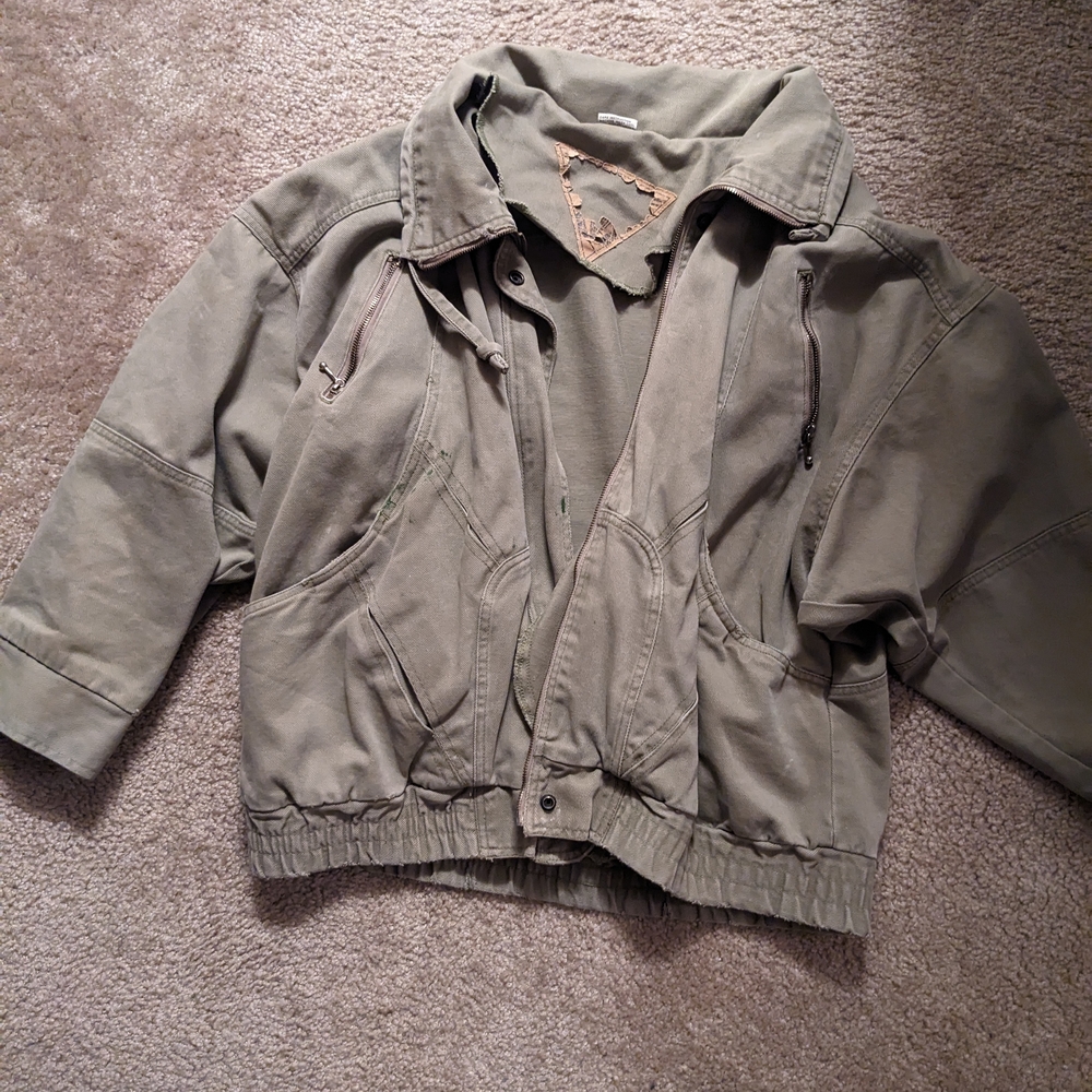 Vintage Khaki Green Denim Jacket